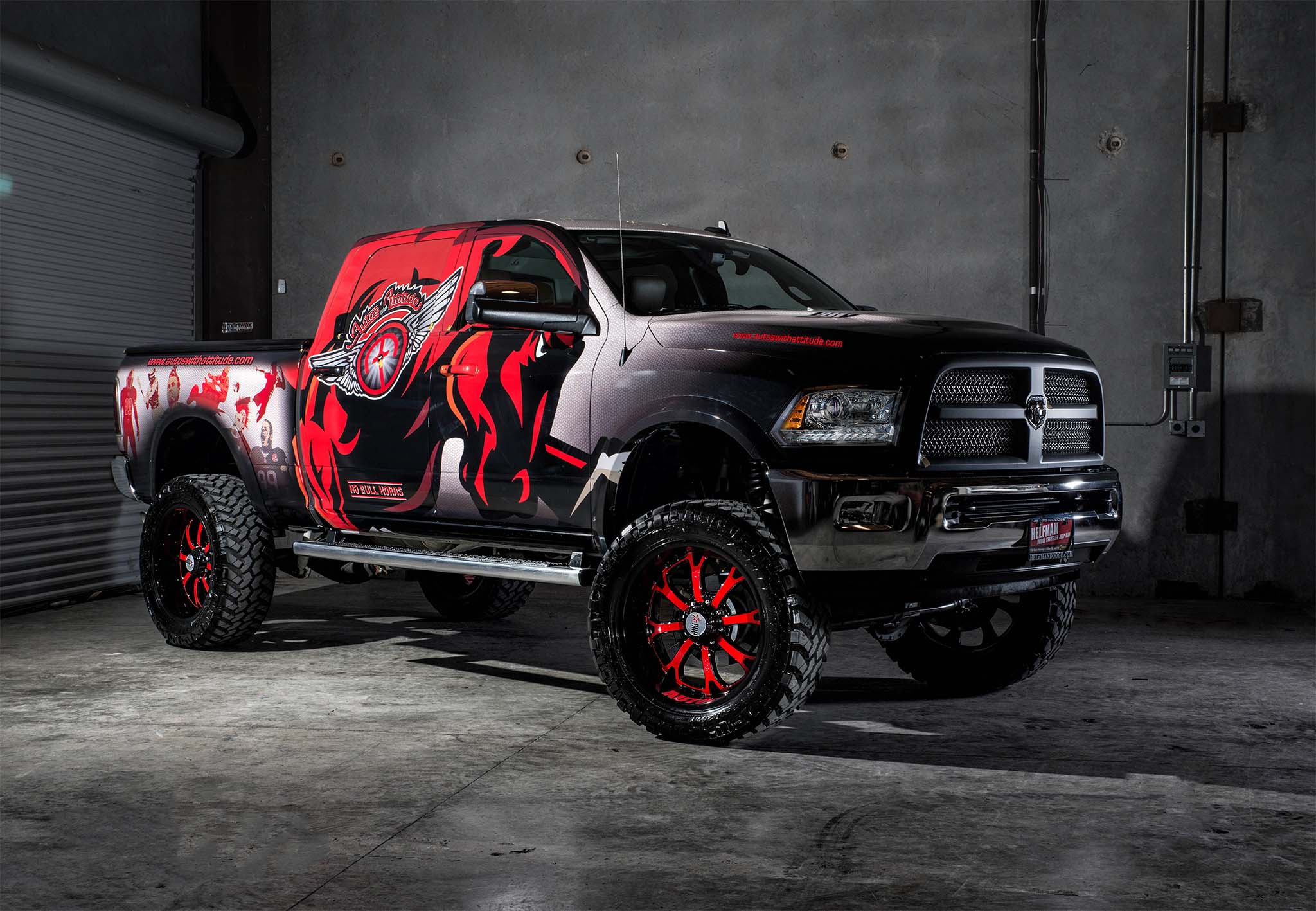 Lifted Wrapped Dodge Ram - Off Road Wheels